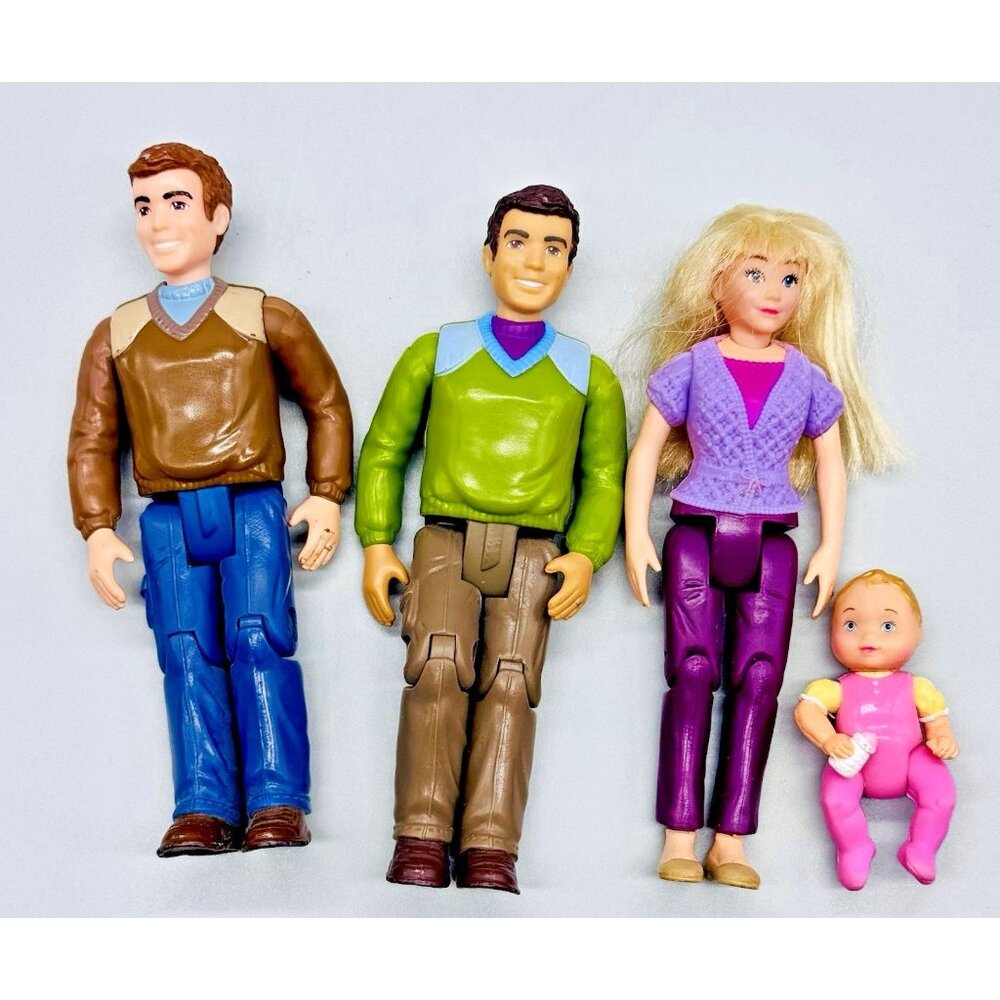 Fisher Price Loving Family Mom Dad Man Pink Baby‎ Doll Lot of 4 2011